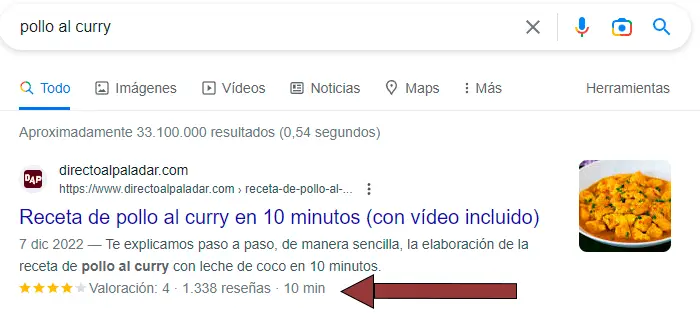 rich snippet recetas